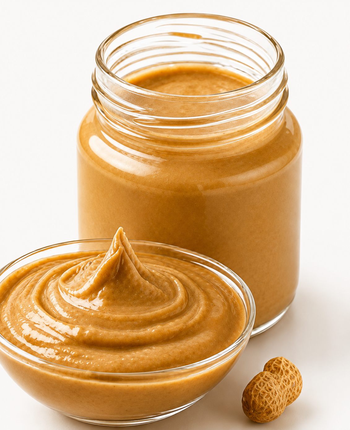 Macadamia butter in a jar and bowl