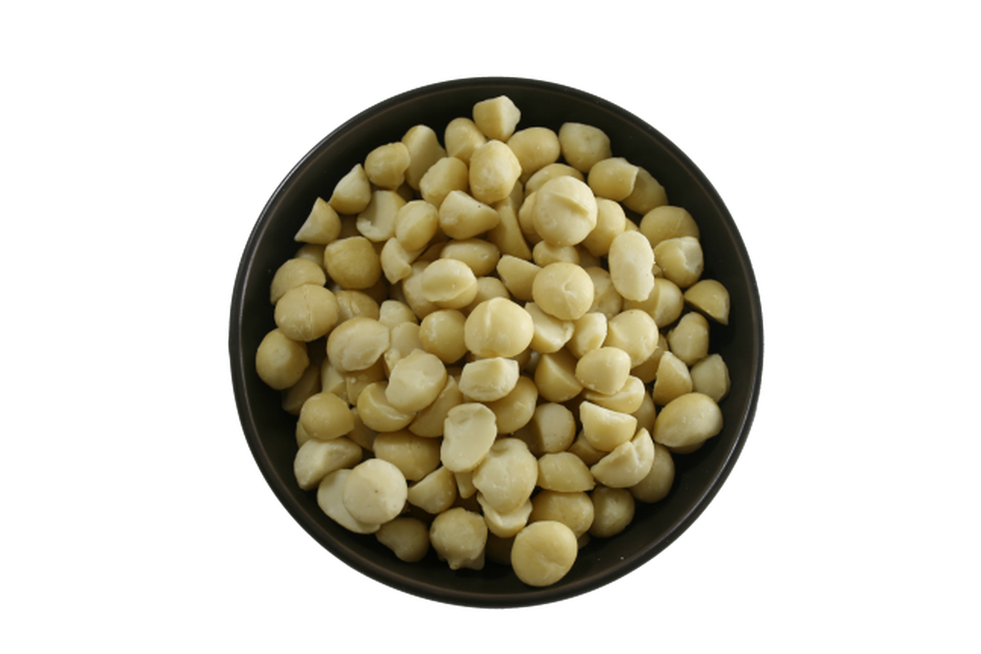 Macadamia kernel styles in a bowl